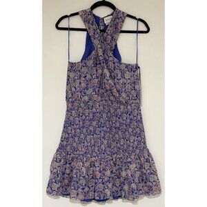 Saylor Ansal Dahlia Floral Women’s Smocked Cross Front Mini Dress Size Large NWT